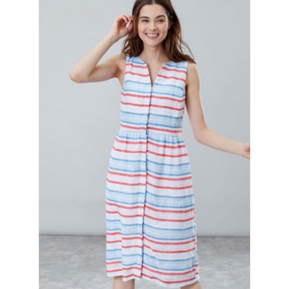 Lisia Linen Striped Button Down Dress